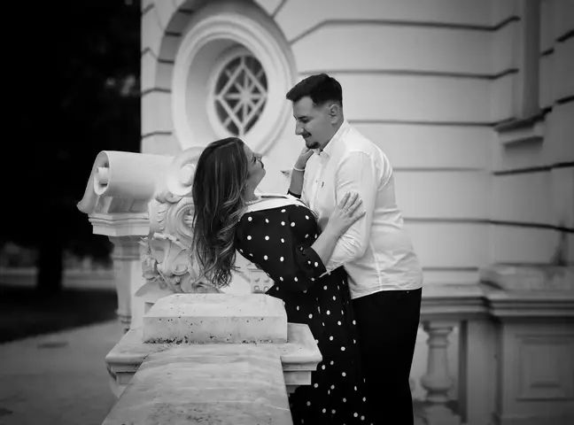 Couple during a save-the-date photo session