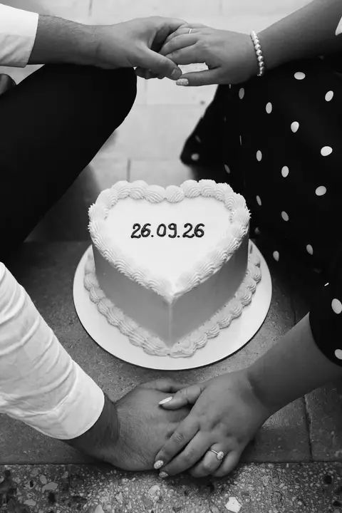 Couple during a save-the-date photo session