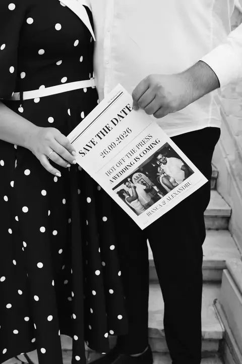 Couple during a save-the-date photo session